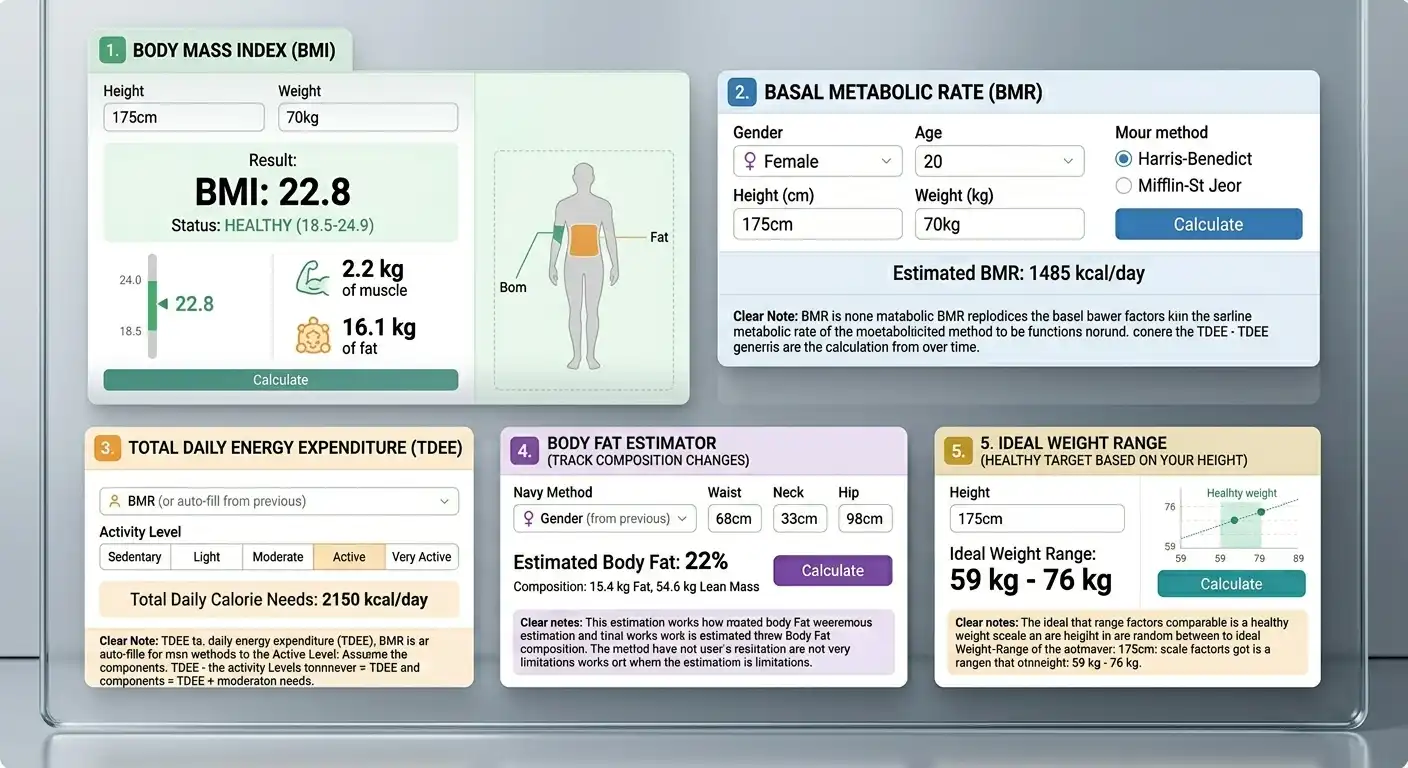 Fitness calculator and health tracking dashboard