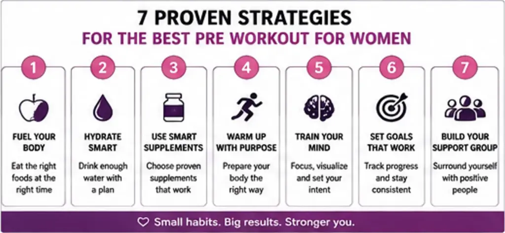 7 proven strategies for the best pre workout for women infographic