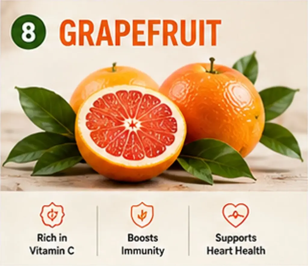 Fresh grapefruit rich in vitamin C with a winter seasonal fruit