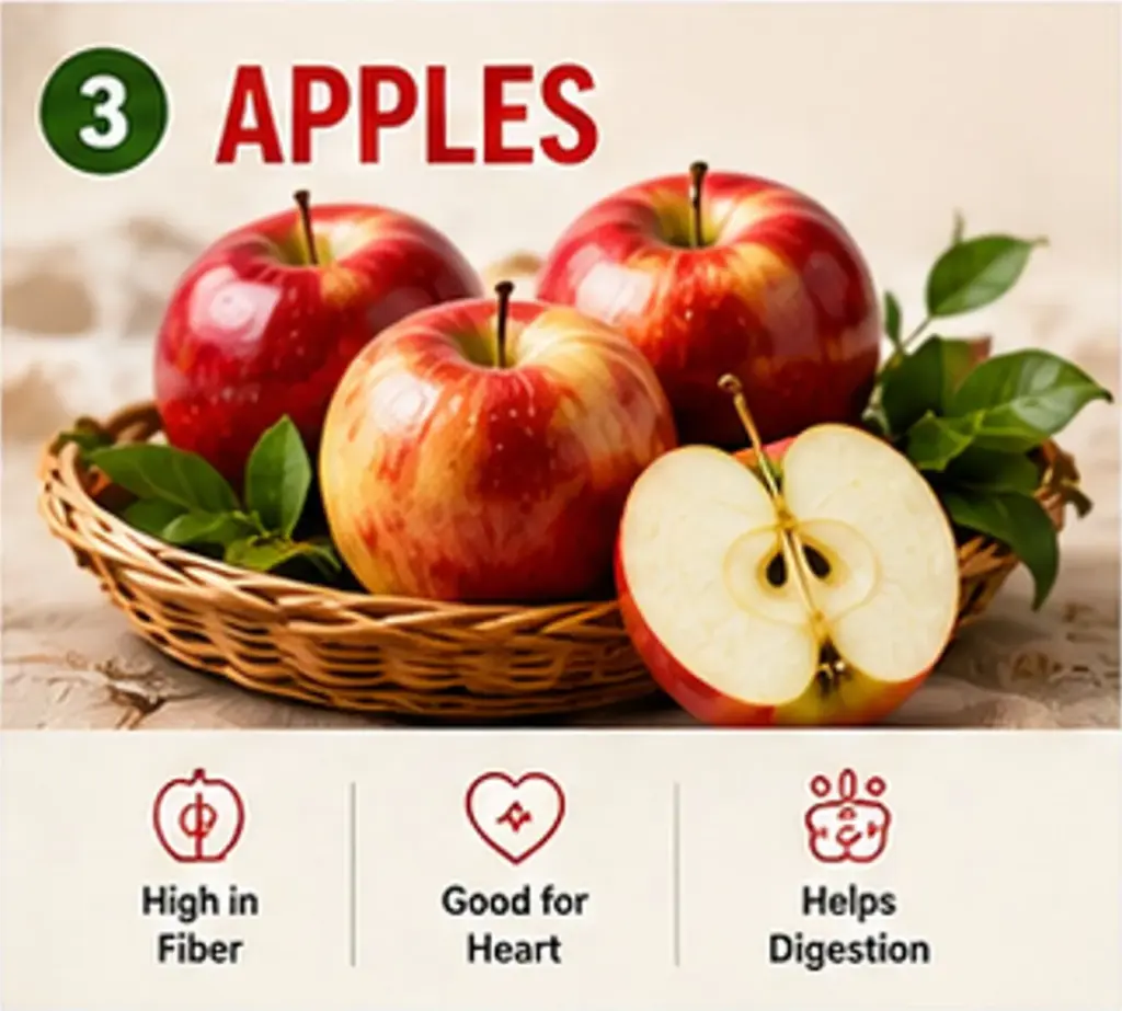 Fresh winter apples providing fiber and digestive health benefits