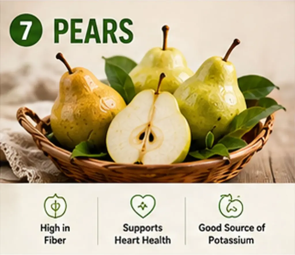 Fresh winter pears providing fiber and potassium