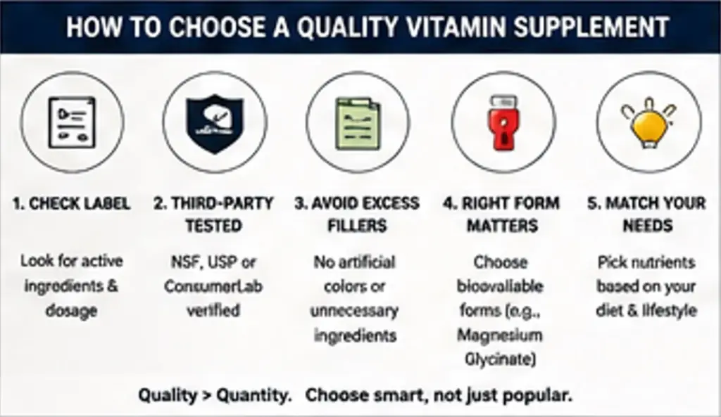 How to choose a quality vitamin supplement with third party testing and accurate dosing