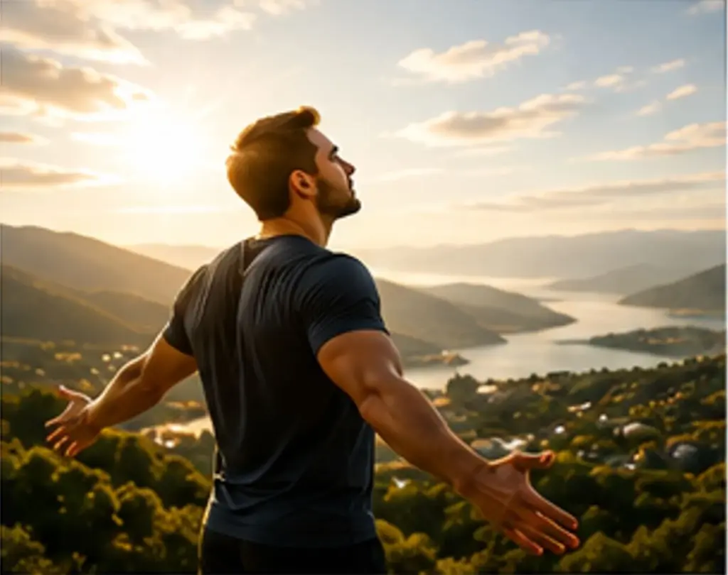 Man getting sunlight for vitamin D outdoors