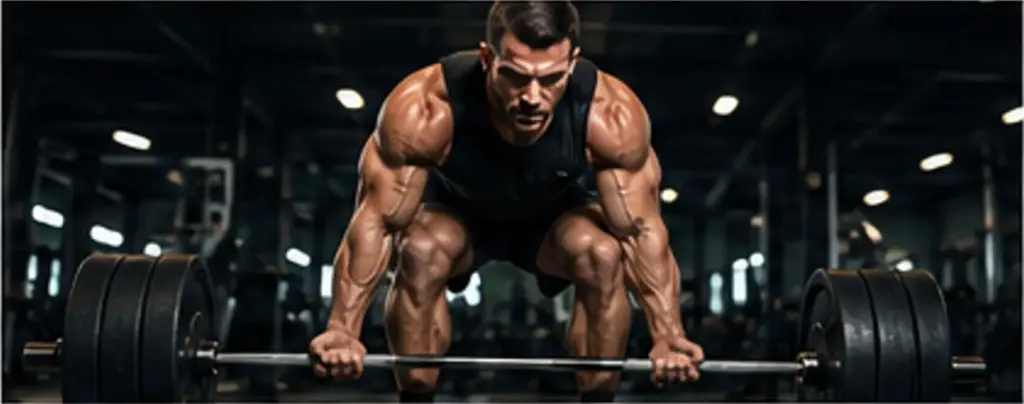 Man performing intense strength training in gym for peak performance