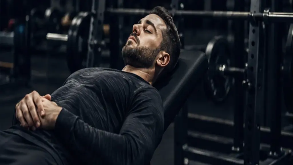 Man resting after strength training as part of muscle recovery