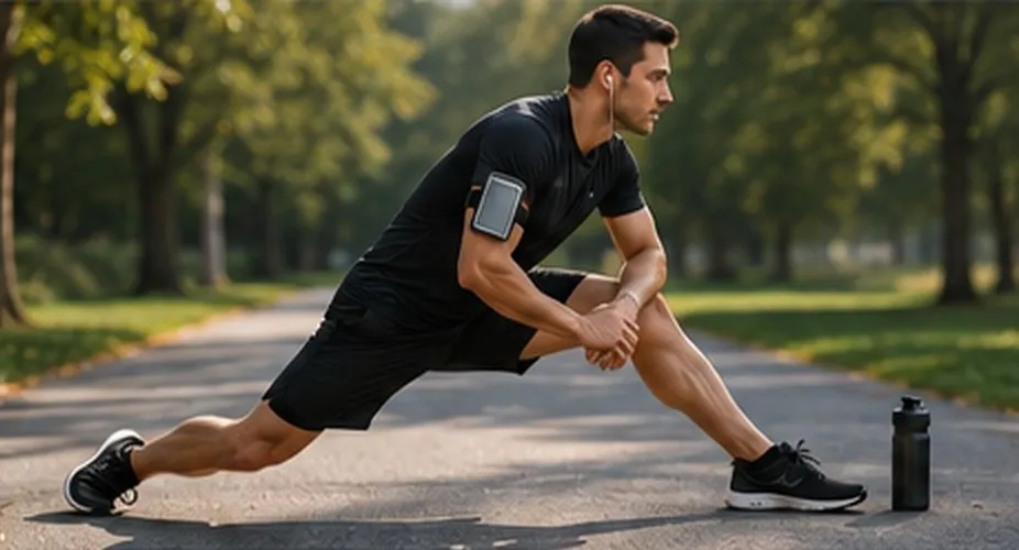 Man stretching before an outdoor run
