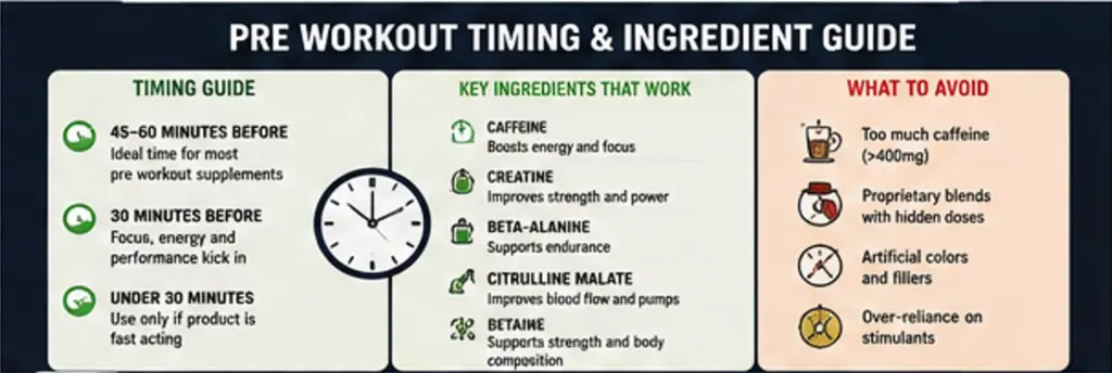 Pre workout timing and key ingredients guide for men