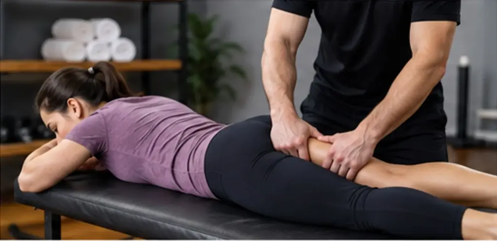 Sports massage helping muscle recovery after an intense workout