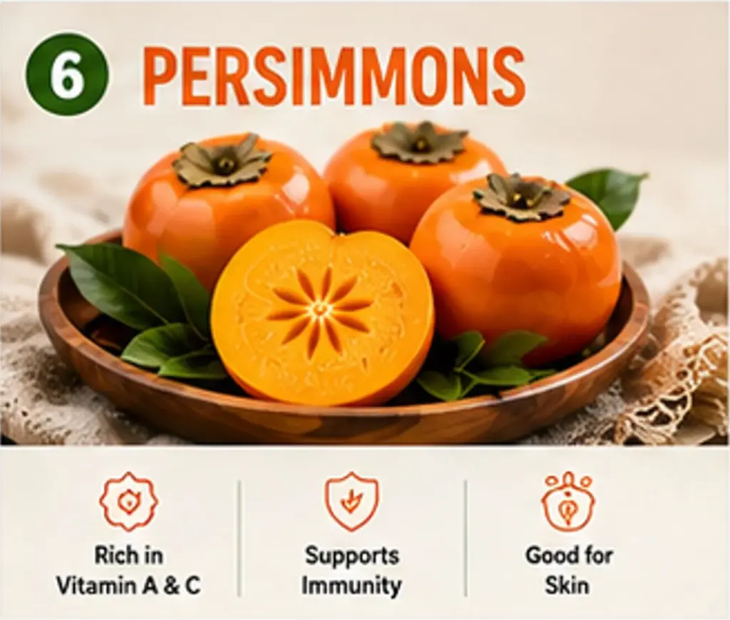 Winter persimmons providing vitamin A, fiber, and seasonal nutrition