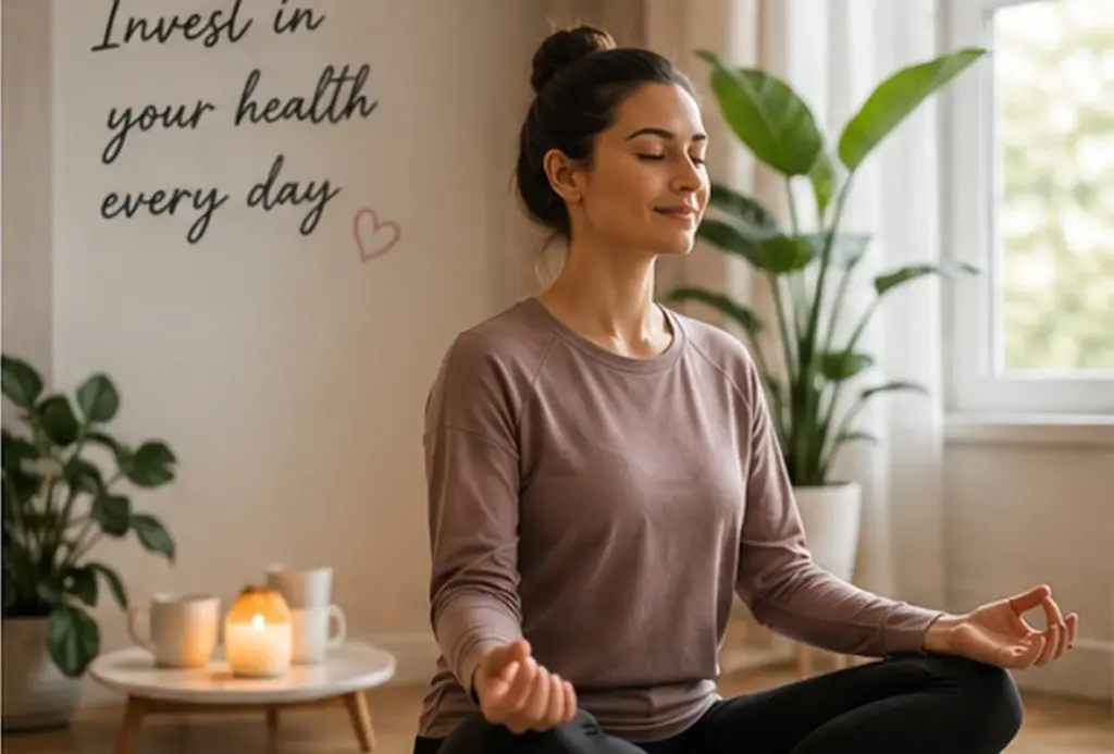 Woman practicing healthy wellness habits for a healthier and happier life