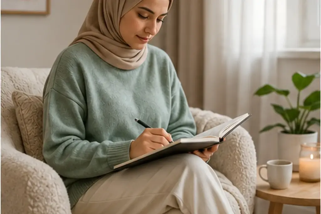 Woman practicing mindfulness and meditation for mental well-being and stress relief