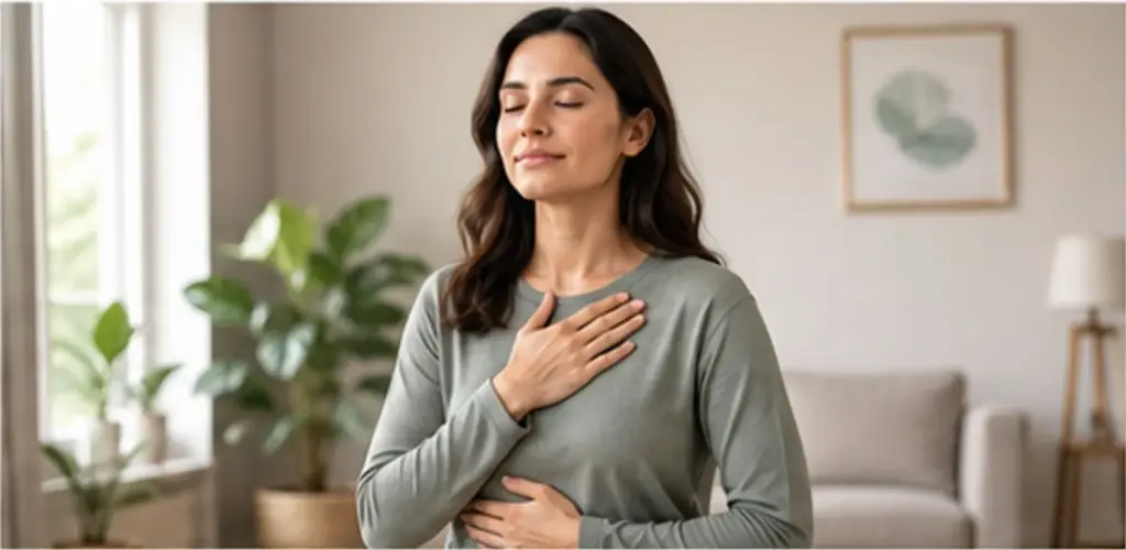 Woman relaxing calmly to support mental clarity and stress relief