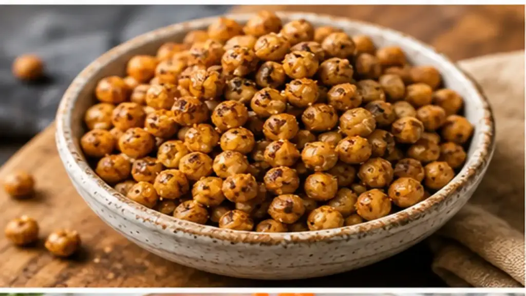 crispy roasted chickpeas high fiber snack in a bowl