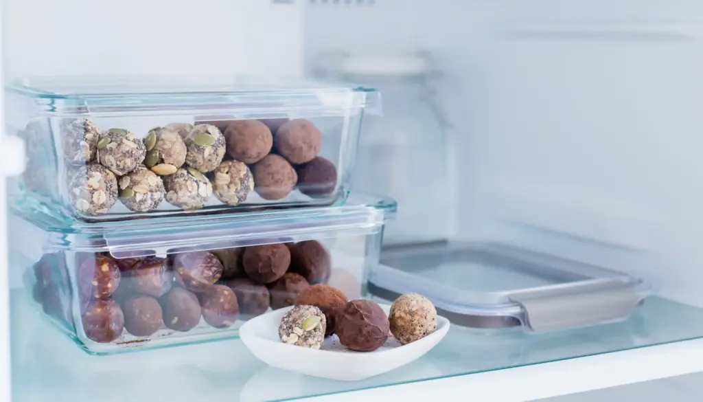 vitality bites stored in airtight containers for weekly batch preparation
